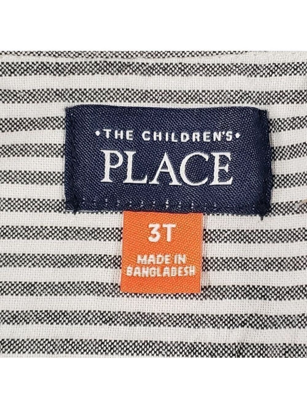 Boys The Children's Place Button Down Shirt 3T White Gray Striped - Picture 5 of 8